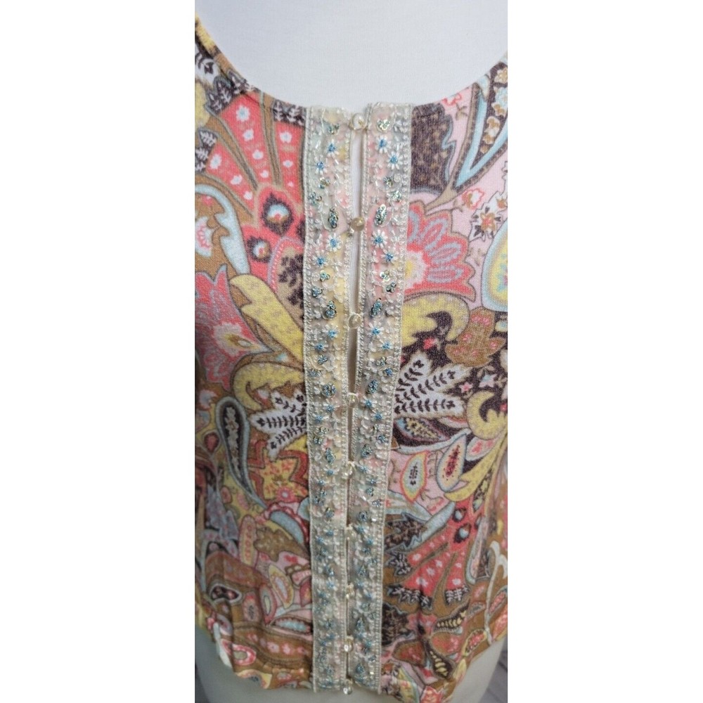 Vintage Talbots Petite Paisley Sweater Cardigan size PS Embellishments - Picture 3 of 7
